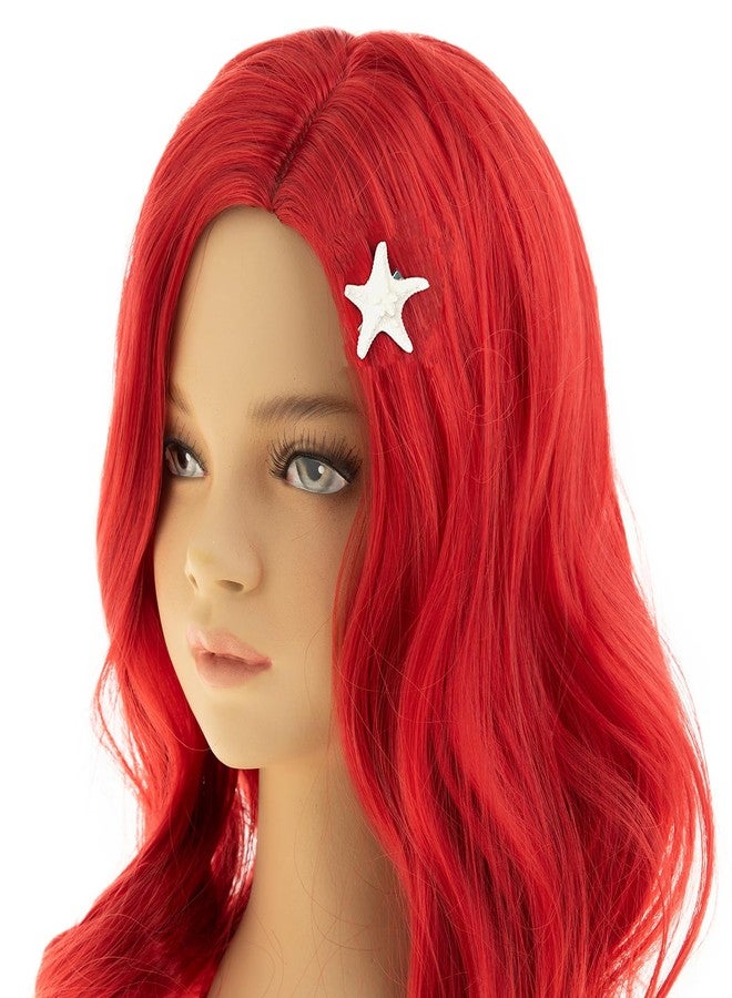 Dsimeig Kids Wig Red Long Wavy Side Part Synthetic Halloween Cosplay Hair Wig with Hair Clip - Image 2